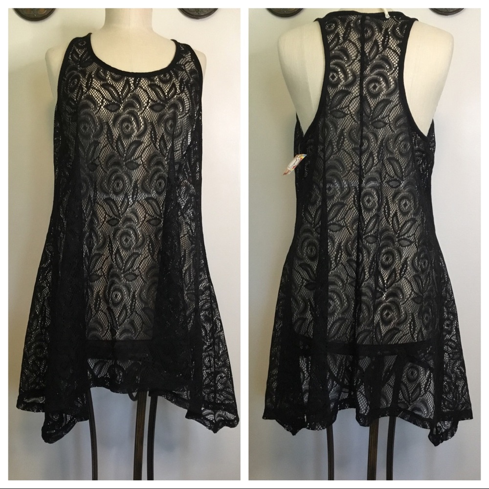 OP black lace coverup NWT